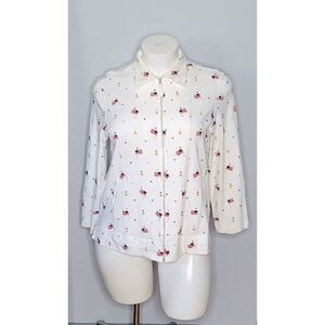 Diane's Essentials  Zip Up American Flag Sweater Size Large